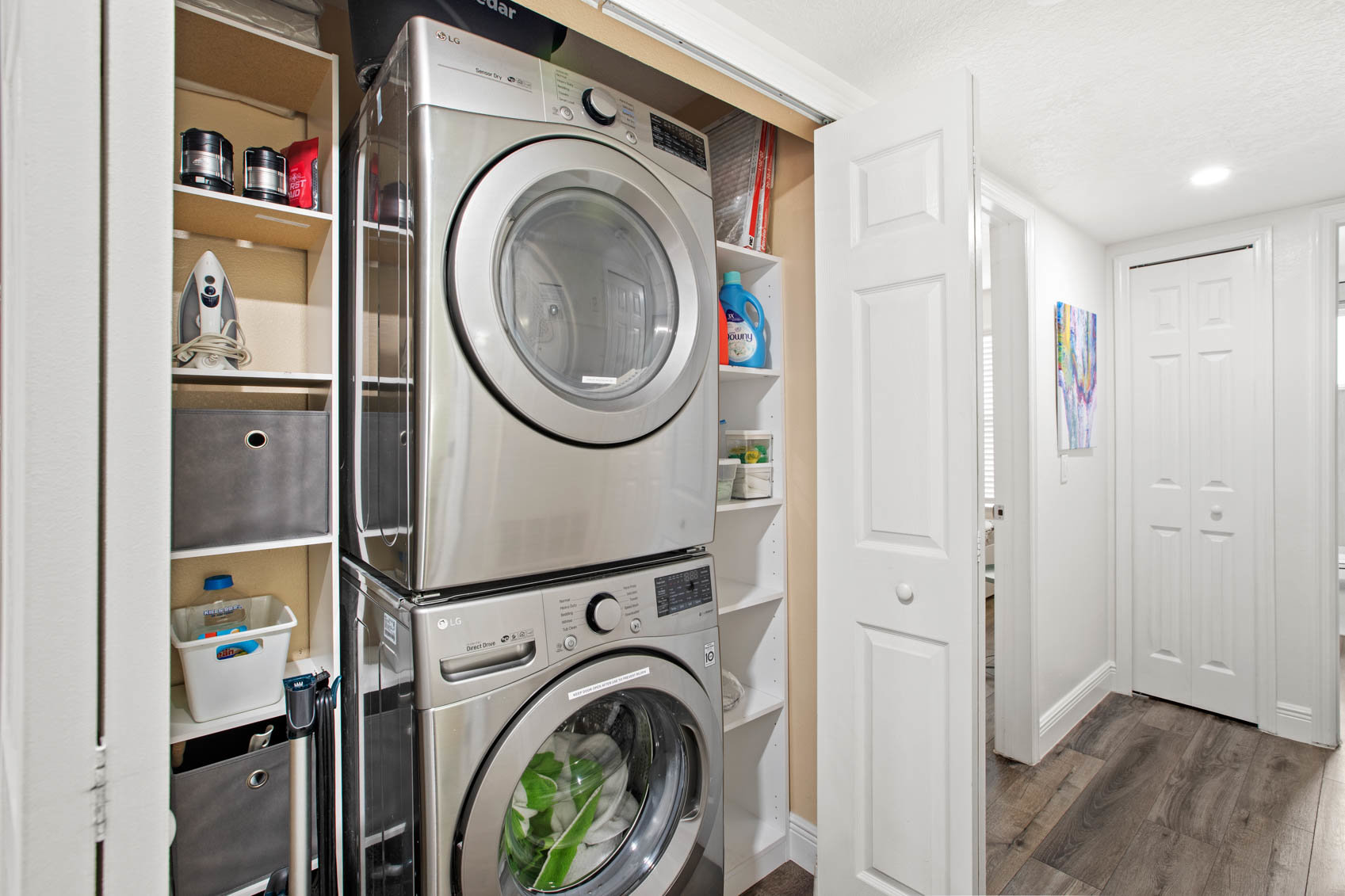 laundry closet with silver units